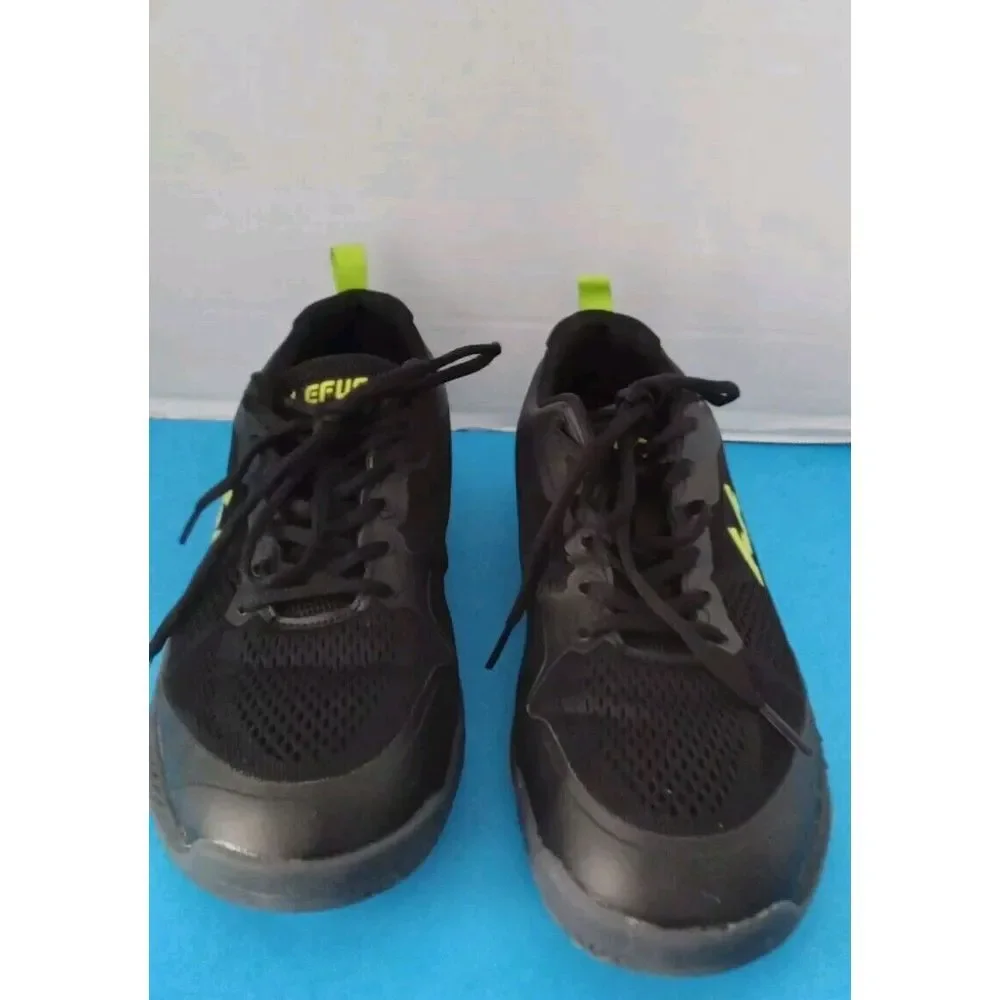 Athletic Works Black Tennis Shoe Neon Yellow Accent Lightweight Training Sneaker